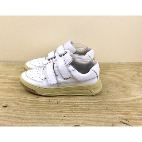 ACNE STUDIOS Sneakers 38 White Leather Steffey 7.5 Shoes Strap Italy Athletic - Picture 1 of 16